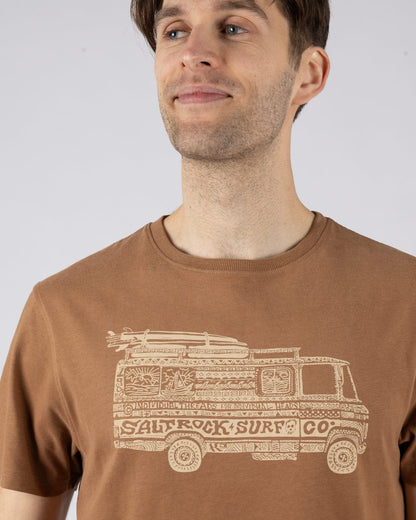 Trail Bus Mens Short Sleeve T-Shirt in Brown