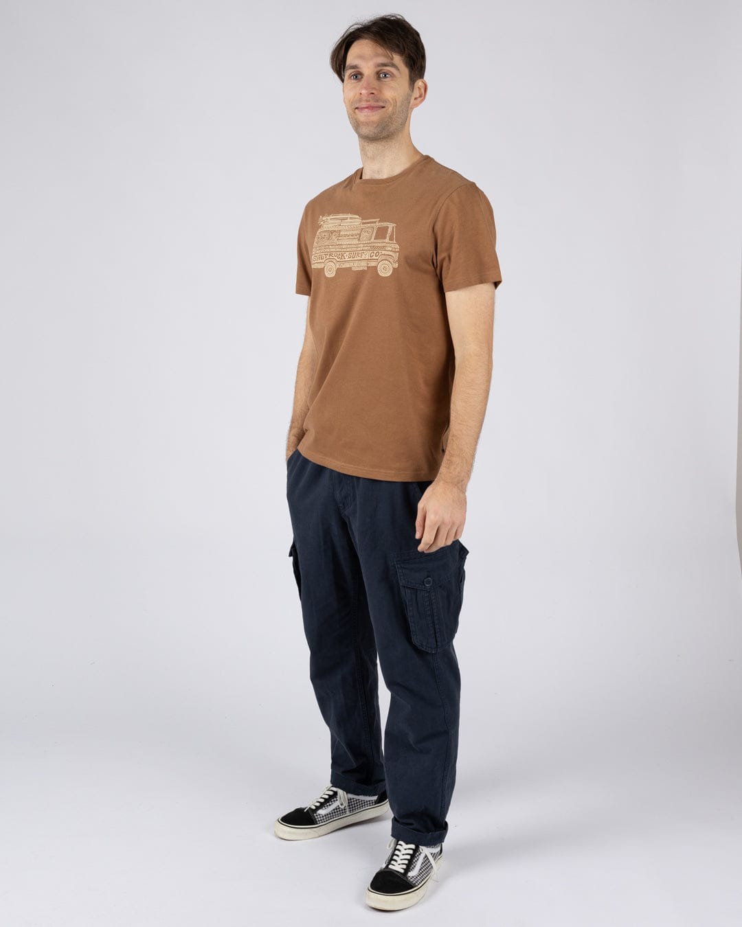 Trail Bus Mens Short Sleeve T-Shirt in Brown