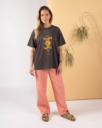Summer Solstice - Womens Oversized Short Sleeve T-Shirt - Dark Grey