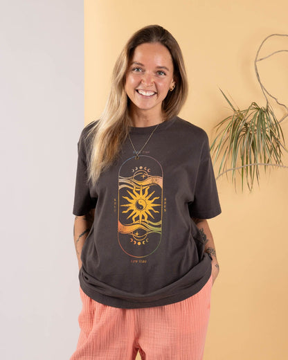 Summer Solstice - Womens Oversized Short Sleeve T-Shirt - Dark Grey