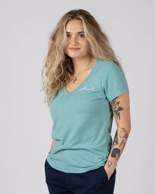 Essential Womens Short Sleeve V-Neck T-Shirt in Blue