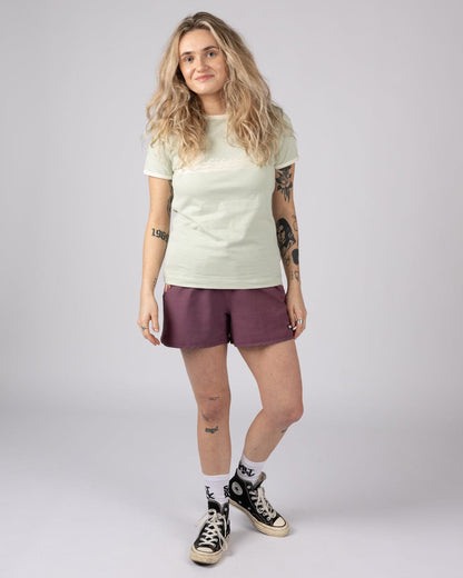 Golden Hour Womens Short Sleeve Ringer T-Shirt in Light Green