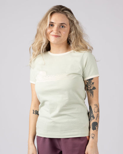 Golden Hour Womens Short Sleeve Ringer T-Shirt in Light Green