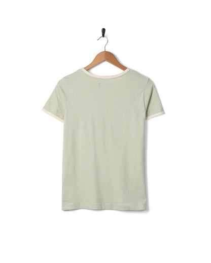 Golden Hour Womens Short Sleeve Ringer T-Shirt in Light Green