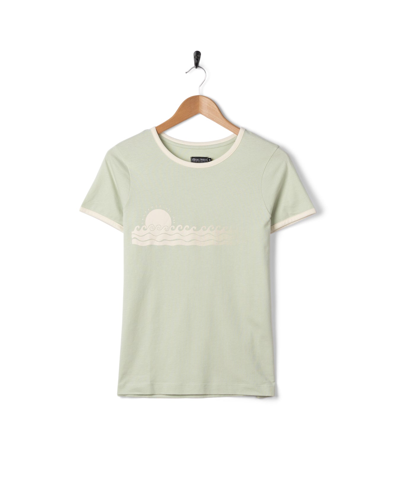Golden Hour Womens Short Sleeve Ringer T-Shirt in Light Green