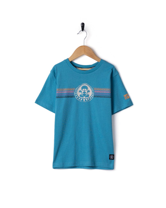 Origin Stripe Kids Short Sleeve T-Shirt in Bright Blue