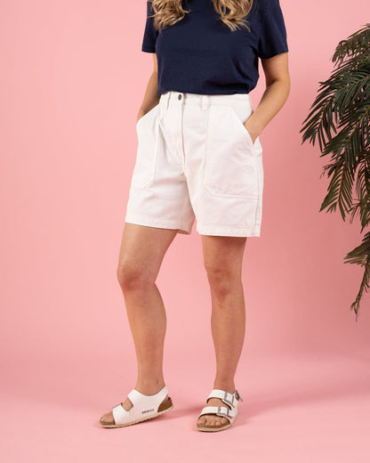 Ogden - Womens Longline Chino Shorts - White