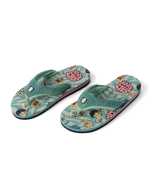 Lush Waves Kids Flip Flops in Blue