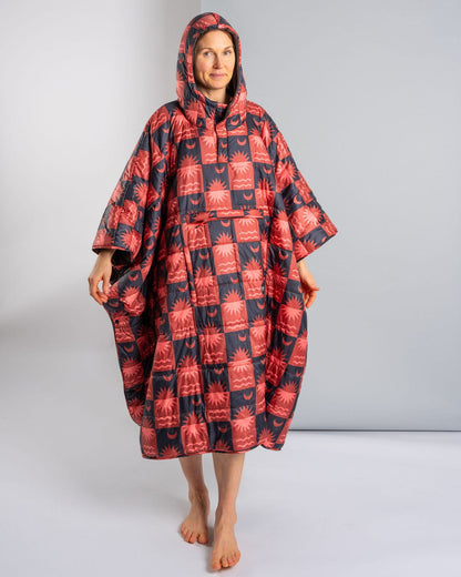 Equinox - Recycled Reversible Poncho - Orange/Grey