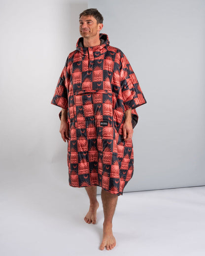 Equinox - Recycled Reversible Poncho - Orange/Grey