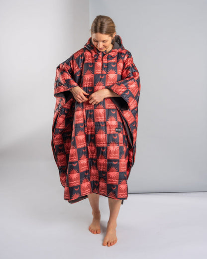 Equinox - Recycled Reversible Poncho - Orange/Grey