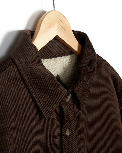 Zeke - Mens Sherpa Long Sleeve Shirt - Dark Brown