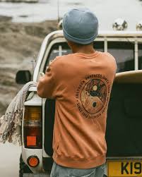 Yin Yang Wave Mens Sweatshirt in Orange
