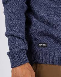 Bury Knitted Mens Jumper in Dark Blue