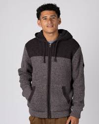 Markus Panel Mens Borg Lined Hoodie in Dark Grey
