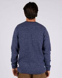 Bury Knitted Mens Jumper in Dark Blue