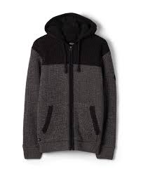 Markus Panel Mens Borg Lined Hoodie in Dark Grey