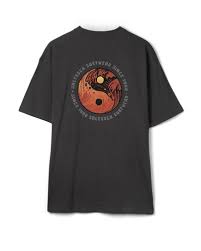 Yin Yang Wave Mens Oversized T-Shirt In Dark Grey