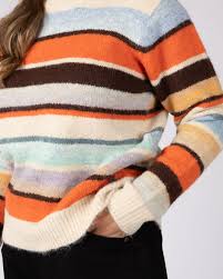 Lyris Womens Striped Jumper in Orange