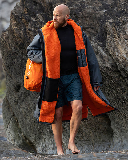 dryrobe Advance Long Sleeve - Dark Grey/Orange