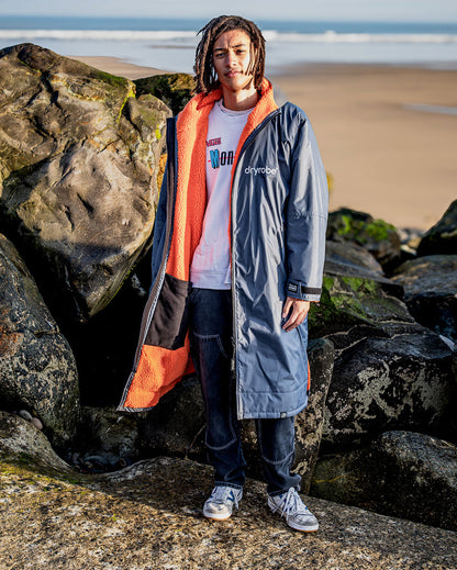dryrobe Advance Long Sleeve - Dark Grey/Orange