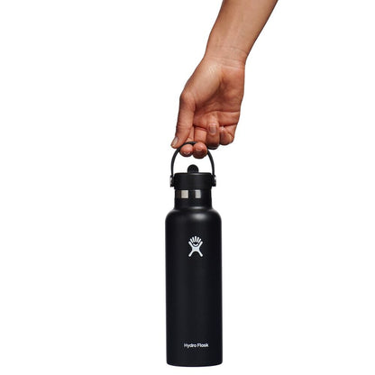 21 oz (621 ml) Standard Mouth with Flex Straw Cap - Black - Hydro Flask