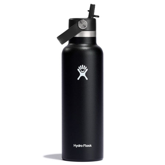 21 oz (621 ml) Standard Mouth with Flex Straw Cap - Black - Hydro Flask