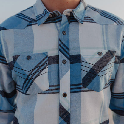 Laglan - Long Sleeve Check Shirt - Light Blue