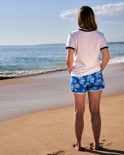 Celeste Stripe - Womens Ringer Tee - White