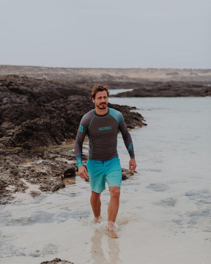 DNA Wave - Mens Long Sleeve Rashvest - Grey/Turquoise