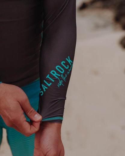 DNA Wave - Mens Long Sleeve Rashvest - Grey/Turquoise