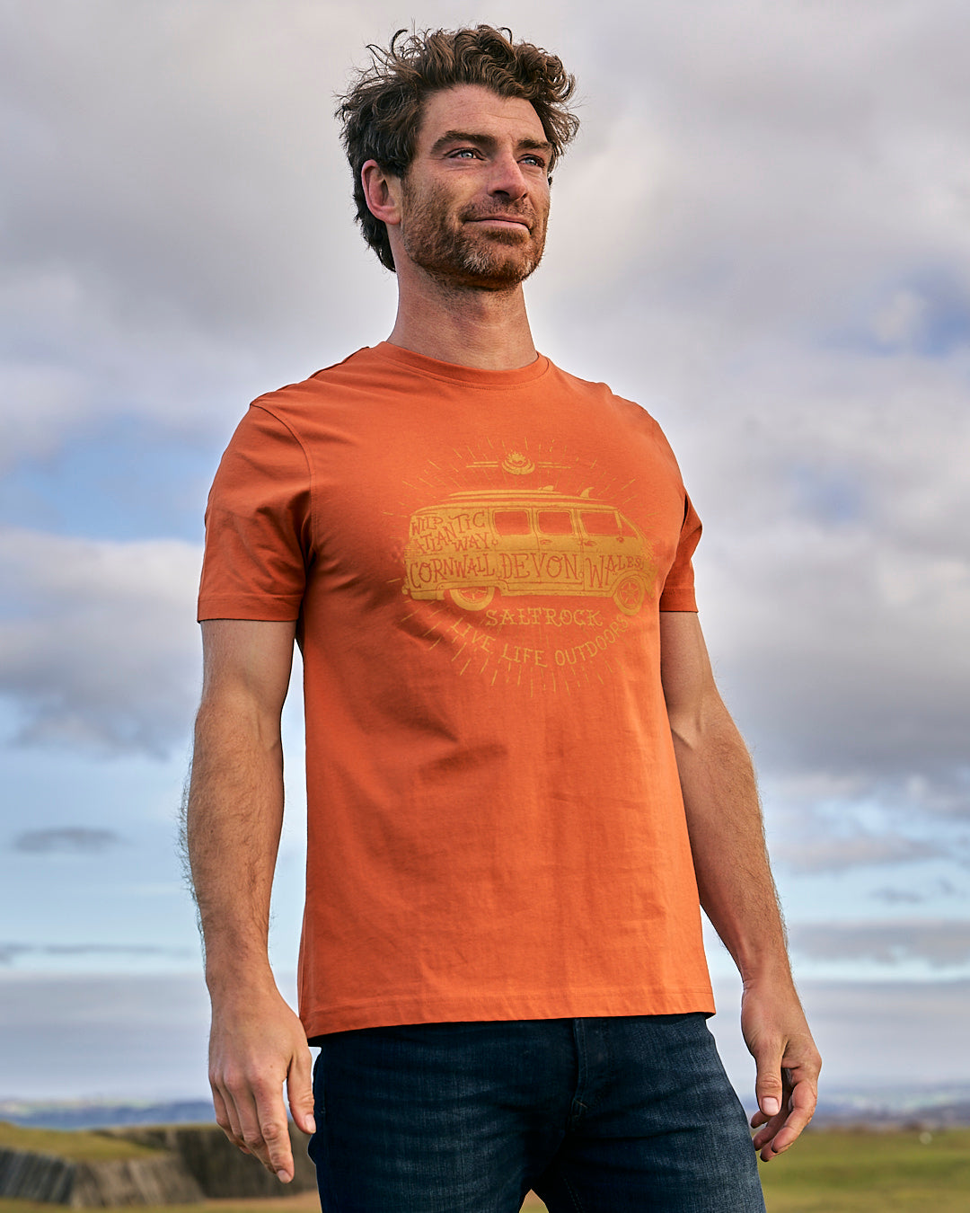 Live Life Location - Mens Short Sleeve T-Shirt - Orange