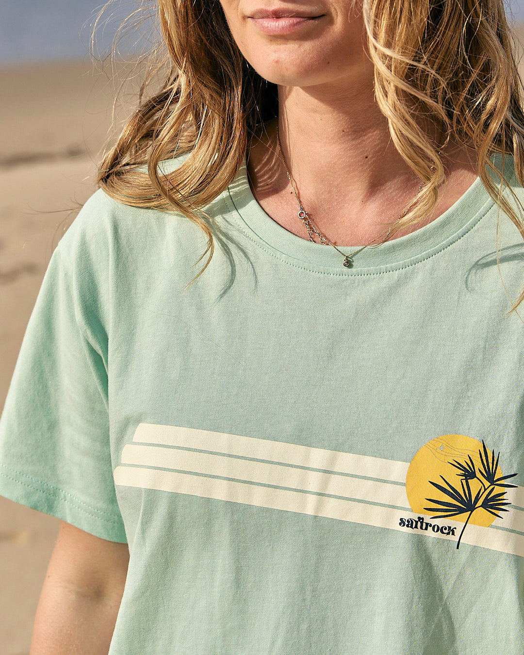 Poster Stripe - Womens Short Sleeve T-Shirt - Light Green