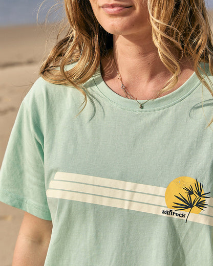 Poster Stripe - Womens Short Sleeve T-Shirt - Light Green