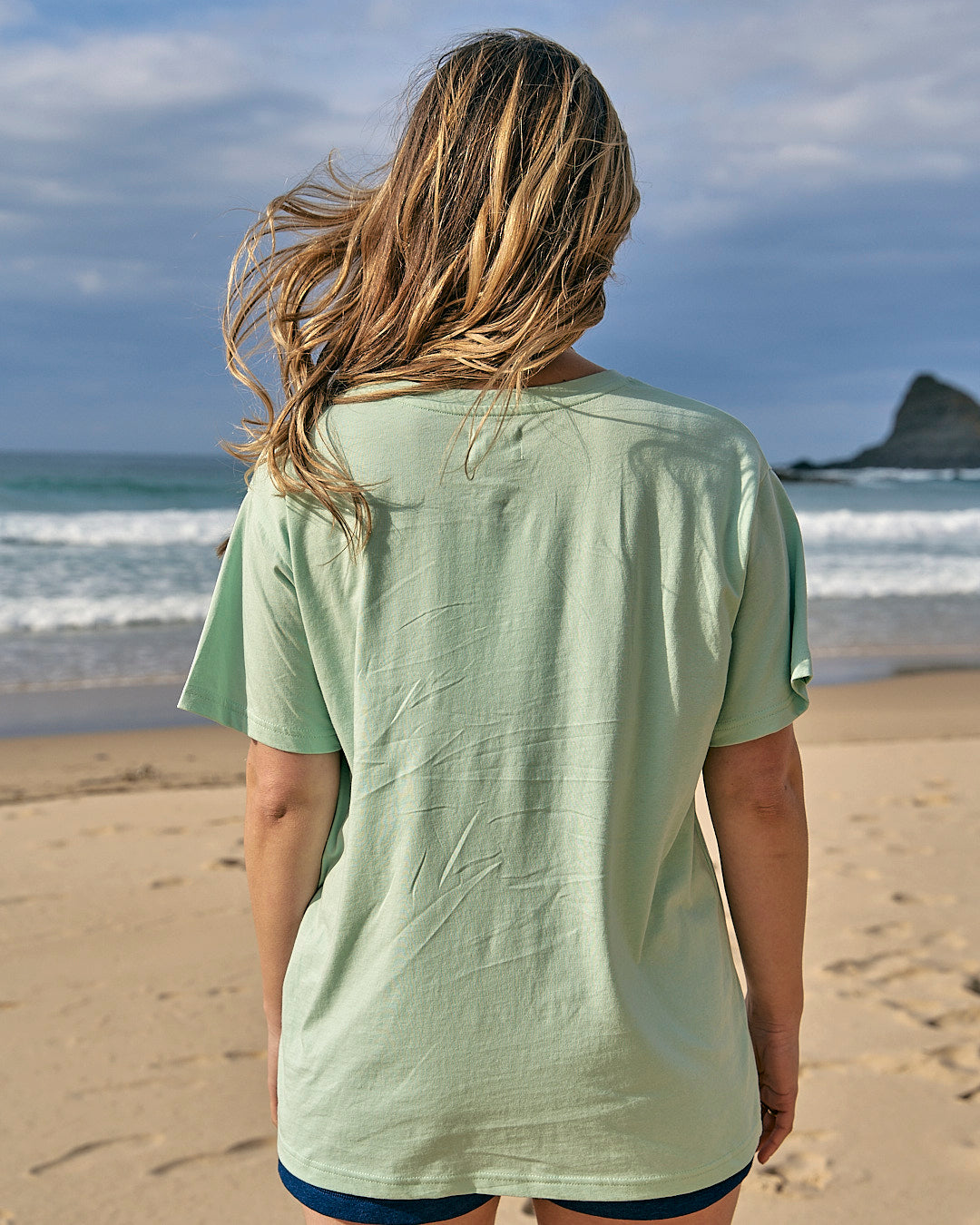 Poster Stripe - Womens Short Sleeve T-Shirt - Light Green