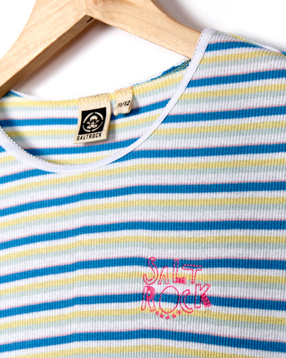 Rib - Kids Striped Short Sleeve T-Shirt - Blue