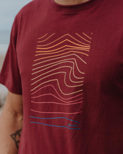 Swell Lines - Mens Short Sleeve T-Shirt - Burgundy